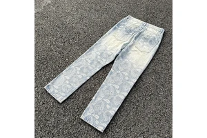 Custom Clothing Men Regular Fit Jeans Heart Print Compression Plus Size Flare Short Jean Skirt Blue Jeans for Men