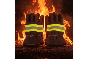 Dingfeng EN4543 Leather Firefighter Safety Gloves Heat Resistant Anti-Cut Anti-Slip Anti-Static Anti-Impact Fire Proof Smooth