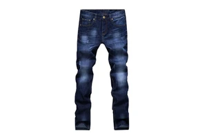 100% High Quality Plus Size Men Straight Leg Denim Jeans Washed Casual Pants Breathable Midweight Streetwear Men Denim Pants