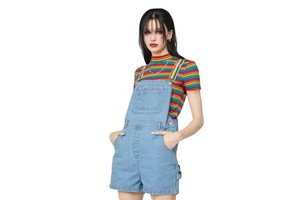 Autumn Casual Women Denim Eco-Friendly Quick Dry Breathable Overall Shorts Jumpsuits