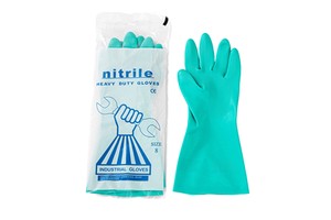 CE EN388 374-5 Certified 33cm Long Green Nitrile Safety Gloves Flocked Liner Hot Selling Chemical Resistant 15mil Thick
