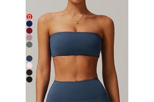 Quick Dry Lightweight Breathable Women Strapless Yoga Bra Running Workout Sexy Fitness Sportswear Padded Backless Push Front