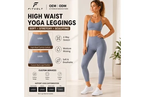 FITVOLT Ankle-Length Butt Lifting High Waist Tummy Control Solid Four-Way Stretch Seamless Yoga Pants for Women