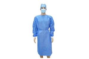 MDR Certified Blue Disposable Nonwoven Breathable Anti-Static Safety Isolation Gown Elastic Cuffs CE Marked for Cleanroom Use