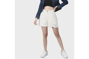 Women's Casual Sexy Summer Denim Shorts Breathable 100% Cotton Distressed Skinny Fit High Waist