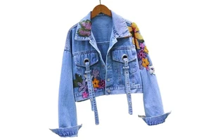 2026 Wholesale Custom Made Breathable Eco-Friendly Women's Long Stretch Denim Jacket Cotton Winter Plain Plus Size