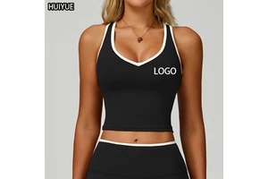 Versatile Breathable Quick-Dry Sports Vest Contrast-Trimmed Yoga Cut-Out Back Fashionable Bra Form-Fitting for Running