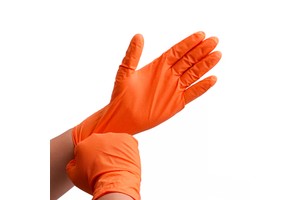 Custom Logo Heavy Duty Industrial Nitrile Disposable Safety Gloves 8MIL Thick Reinforced Cuff Anti-Chemical Tear-Resistant