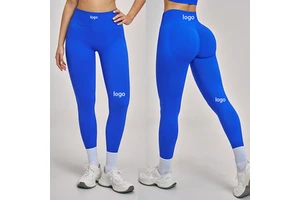Custom Ribbed High Waist Yoga Leggings for Women Fitness Workout Yoga Pants Scrunch Butt Seamless Yoga Running Workout Leggings