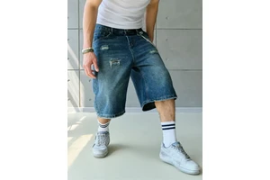 Men's Casual Denim Shorts with Customizable Logo Breathable Light Wash Summer Streetwear Hip Hop Mid Waist Knitted