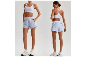 Women Yoga Set with Adjustable Straps, Crisscross Back Fitness Activewear, Running Workout Sports Suit