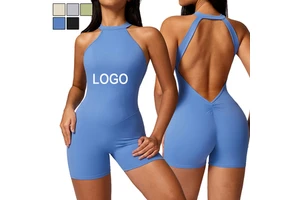 Wholesale Sportswear One Piece Yoga Gym Sports Workout Fitness Backless Jumpsuit for Women