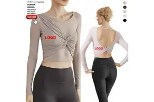 Women Oem Lightweight Tight Fit Yoga Wear Top With Padded Moisture Absorption Quick Dry Fabric Running Pilates Gym Long Sleeve