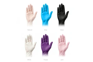 6 Colors Disposable PVC Vinyl Gloves Clear Blue Pink Purple Green Yellow Food Service Cleaning Safety Hand Gloves