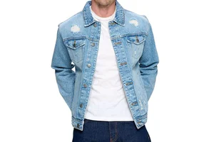 Men's Casual Cotton Denim Jacket with Chest Pockets Turn-down Collar Breathable Washed Style Spring Regular Fit