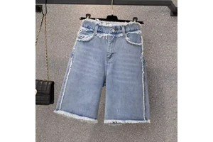 ZY Manufacturer Women's Summer Distressed Washed Solid Denim Shorts Custom Logo Embroidery Blank Fringed Jean Shorts for Women