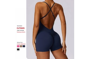 Quick Drying Naked Feeling Gym Yoga Clothes One Piece Casual Running Workout Fitness Wear Tight Backless Women Sports Jumpsuit