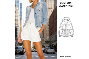 Custom-made Button Puff Sleeve Cropped Denim Jacket Light Wash Short Jean Women Casual Spring Summer Autumn Vintage Eco-Friendly