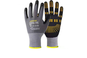 Wear-resistant Touch Screen Compatible Seamless Knitted Nylon Elastic Foam Workers Gloves Nitrile Coated Safety Work Gloves