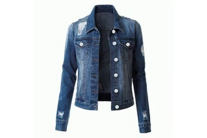 Ladies Autumn/Spring Washed Breathable Denim Jacket with Stand Collar and Button Front Newest Design for Women
