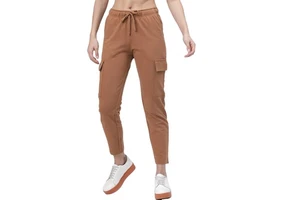 Women's Pants & Trousers Brown Solid Skinny Casual Track Pants Comfortable Stretch Lace Waterproof Jogger Trousers