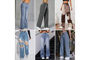 2024 Wholesale High Quality Casual Women's Jeans Loose Straight Leg Women's High Waist Jeans Style Random Shipment