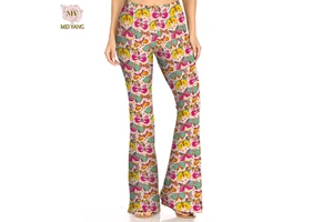 Meiyang Custom Printed Logo High-Waist Butt-Lifting Yoga Pants Tight Wide-Leg Flared Pants Gym Sports Fitness Leggings