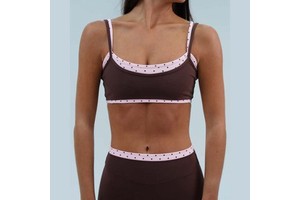 Custom Logo Women Y2K Sports Wear Square Neckline Contrast Fixed Straps Gym Top Contrast Layered High Stretch Sculpting Yoga Bra