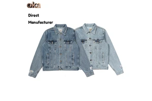 Wholesale 100% Cotton Male Blank Jeans Jacket Suppliers Plain Loose Coat Washed Vintage Embroidered Custom Men's Denim Jacket