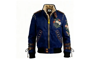 Factory Direct Wholesale 2026 OEM Custom Reversible Denim Bomber Jacket Men's Stand Fleece-Lined Waterproof Winter Streetwear