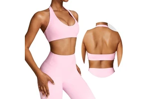 High Impact Comfort Fitness Hollow Active Wear Sexy Back Custom Logo Yoga Gym Workout Top Halter Sports Running Bra for Women
