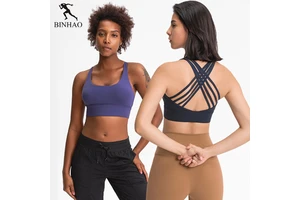 Women's Classical Fitness Sports Bra Cross Back Plus Size Running Training Yoga Bra