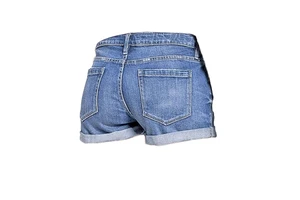 Women's High Waist Denim Shorts Straight Leg Regular Fit Stonewashed Cotton Solid Color Casual Summer Style