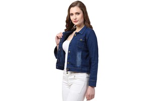 High Quality Women's Denim Jackets Long Sleeve Ladies Crop Jeans Jackets for Sale OEM Serviced Customized Women Jacket