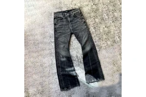 Wholesale Mid Waist Vintage Washed Men's Baggy Straight Style Denim Jeans Casual Winter Pants with Rhinestone Detail Made China