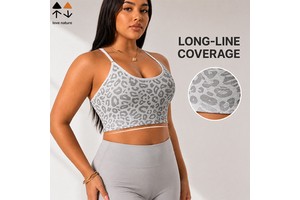 Women's Sports Bra Leopard Print Adjustable Cross Back Shock Absorbing Quick Dry 4 Way Stretch Yoga Gym Workout Top