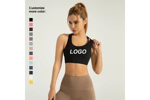 Custom Logo Recycled Solid Color Quick-Drying High-Elastic Sports Bra Low-Cut Yoga Bra Front Top Fitness Workout for Plus Size
