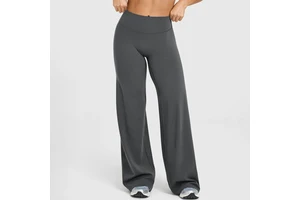 New Women's Vintage Straight Leg Yoga Pants Elastic Waist High No Visible Lines Loose Fit Outdoor Sports Long Trousers