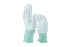 Custom Nylon Liner White PU Coated Elastic Cuff Glove Mechanical Work Gloves PU Coated Safety Gloves