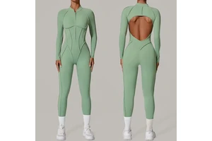 Zip Long-sleeved Outerwear Fitness Yoga Jumpsuit Women's Backless Tight Sports Jumpsuit