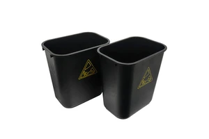 ALLESD Black Plastic Recycled ESD Waste Bin Antistatic Safety Trash Can for Cleanroom Use