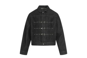 American Retro Denim Jacket Men's Hip-Hop Trendy Heavy Metal Aircraft Buckle Designer Pleated Short Coat Color Fade Proof