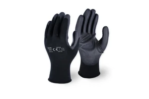 Wejump Custom 13g Knitted Polyester Nylon Ce En388 Black Labor Pu Coating Mechanical Garden Work Safety Gloves