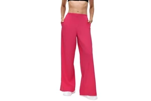 Women High Waist Loose Wide Leg Pants Spring Summer Casual Straight Solid Color Breathable Nylon Minimalist Comfortable
