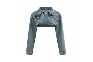 New Sexy Fashion Women's Cardigan Denim Jackets Long Sleeve Turn-down Collar Pocket Quick Dry Solid Streetwear Skinny Fit High