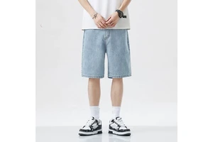 Summer Thin Loose Casual Men's Comfortable Denim Straight Shorts