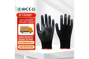 Best Quality Reusable Black Nitrile Coated Work Gloves Factory Direct Safety Nitrile And Nylon Material For Gardening