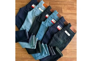 Men's Denim Pencil Pants Washed Mid Waist American Style Stretch Slim Fit Fashion Versatile Casual Trousers