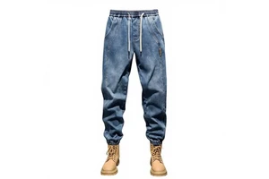 Japanese Style Retro Casual Trendy Brand Men's Jeans Summer Youth Loose Mid Waist Straight-leg Denim Trousers Solid Color