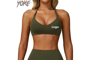 Yoke 2025 Summer New Style Women's Sexy Thin Straps Cross Beauty Back Soft and Quick Drying Yoga Sports Top